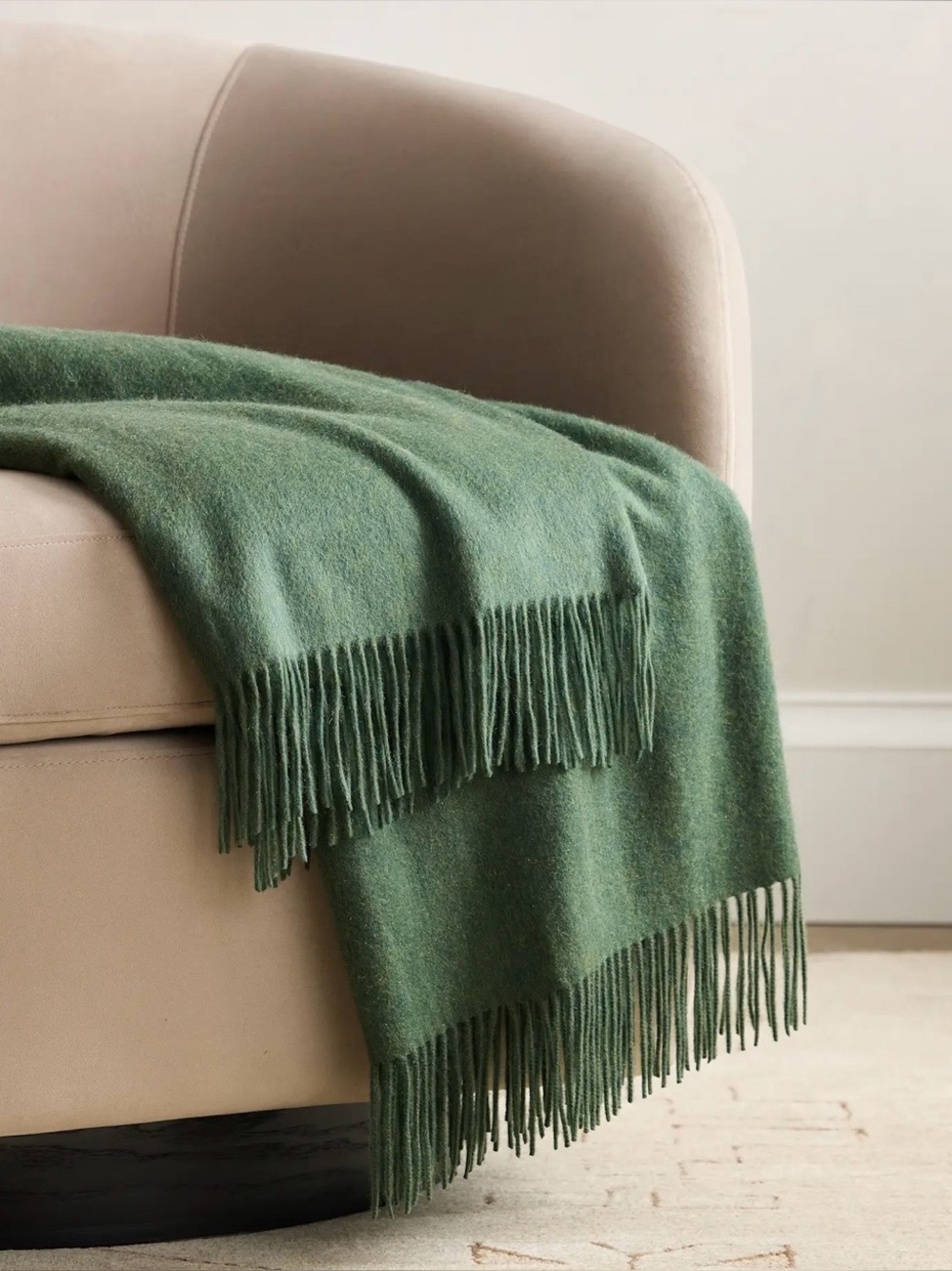 NWT Quince Mongolian Cashmere Throw, 60 X 80, (Forest Floor Green) MSRP